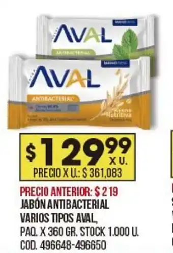 Coto Aval Jabón Antibacterial Varios Tipos x360gr oferta