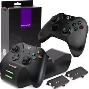 Frávega Estación de carga fosmon para 2 controles de xbox one + 2 baterías 1000 mah oferta