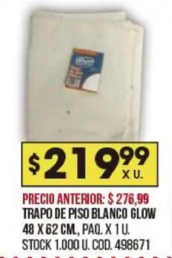 Coto Trapo De Piso Blanco Glow 48x62cm x1u oferta