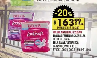 Coto Ladysoft Toallas Femeninas Con Alas Ultra Delgada Tela Suave/Ultraseca x16u oferta