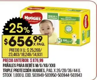 Coto Huggies Pañales Para Bebès M/G/XG/XXG Triple Protección oferta