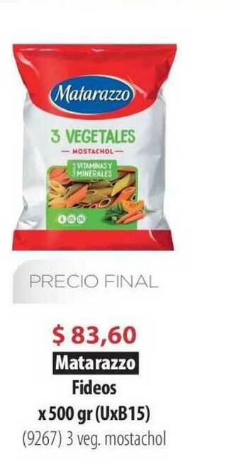 Parodi Matarazzo Fideos X 500 Gr 3 Veg. Mostachol oferta