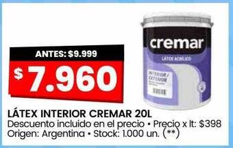 Changomas Látex interior cremar 20l oferta
