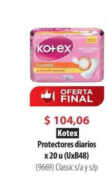 Parodi Kotex Protectores Diarios x20u oferta