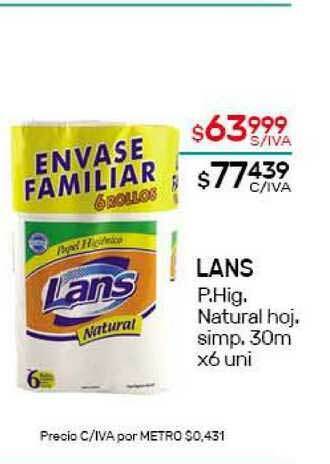 Nini Mayorista Lans P. Hig. Natural Hoj. Simp. 30m x 6 uni oferta