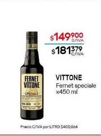 Nini Mayorista Vittone Fernet Speciale x 450ml oferta