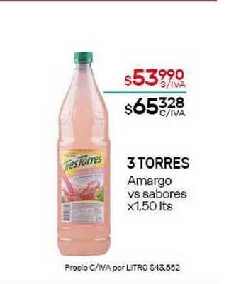 Nini Mayorista 3 Torres Amargo Vs Sabores x 1.50lts oferta