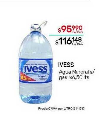Nini Mayorista Ivess Agua Mineral S Gas x 6.50lts oferta
