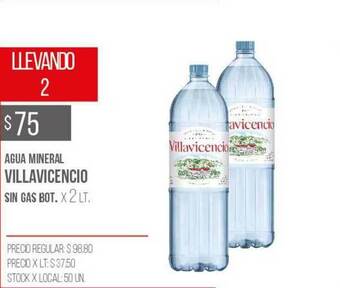 Disco Agua Mineral Villavicencio Sin Gas x 2lt oferta