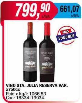 Maxiconsumo Vino sta. julia reserva var oferta
