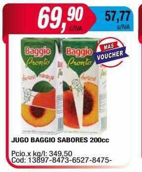 Maxiconsumo Jugo baggio sabores oferta