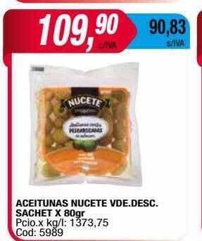 Maxiconsumo Aceitunas nucete vde.desc. sachet oferta