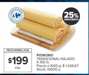 Carrefour Pionono tradicional salado 25% descuento oferta