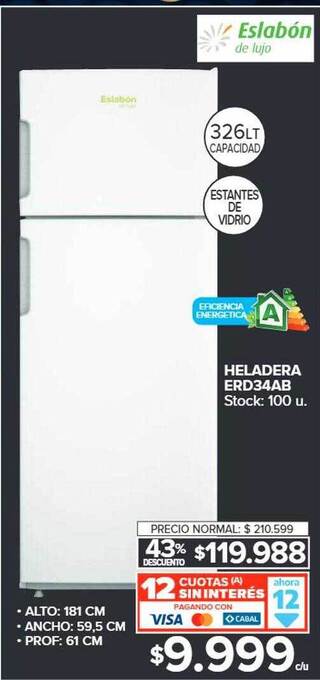 Carrefour Heladera erd34ab eslabón oferta