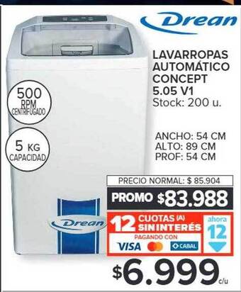 Carrefour Lavarropas automático concept 5.05 v1 drean oferta