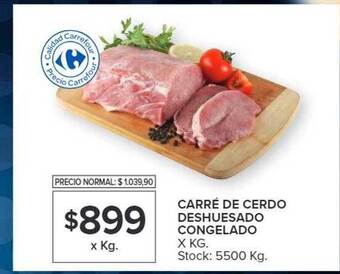 Carrefour Carré de cerdo deshuesado congelado x kg oferta