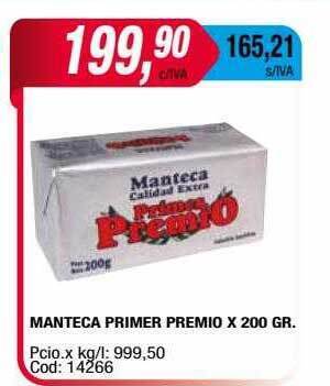 Maxiconsumo Manteca primer premio oferta