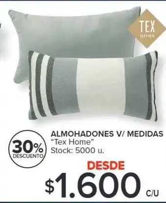 Carrefour Almohadones v medidas tex home 30% descuento oferta