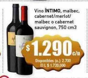 Cooperativa Obrera Vino intimo malbec cabernet merlot malbec o cabernet sauvignon oferta