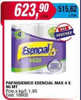 Maxiconsumo Pap.higienico esencial max oferta