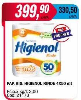 Maxiconsumo Pap. hig. higienol rinde oferta
