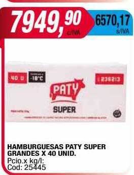 Maxiconsumo Hamburguesas paty super grandes oferta