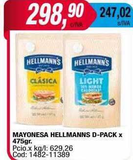 Maxiconsumo Mayonesa hellmanns d-pack oferta