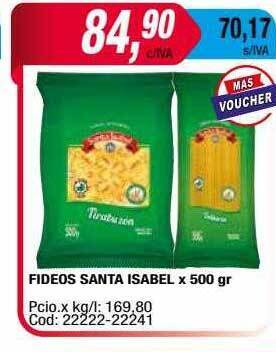 Maxiconsumo Fideos santa isabel oferta