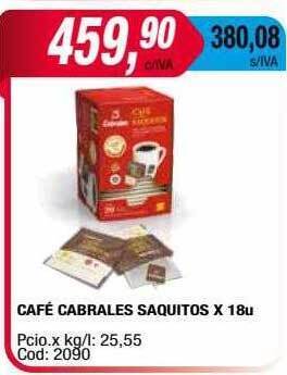 Maxiconsumo Café cabrales saquitos oferta