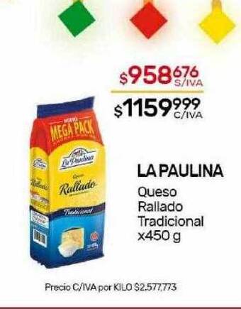 Nini Mayorista La paulina queso rallado tradicional oferta