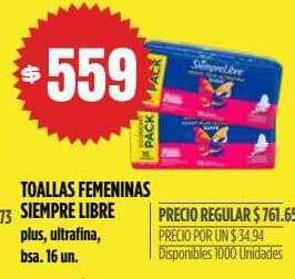 Supermercados Vea Toallas femeninas siempre libre oferta