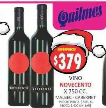 Supermercados Becerra Vino novecento malbec cabernet oferta