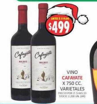 Supermercados Becerra Vino cafayate varietales oferta