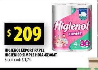 Punto Mayorista Higienol export papel higiénico simple hoja oferta