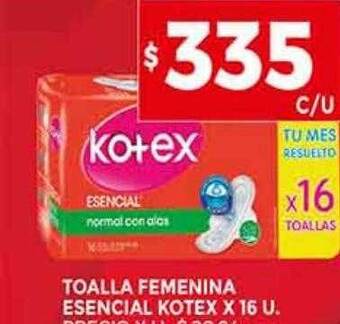 Supermercados DIA Toalla femenina esencial kotex oferta