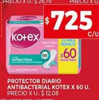 Supermercados DIA Protector diario antibacterial kotex oferta