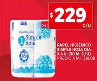 Supermercados DIA Papel higiênico simple hoja dia oferta