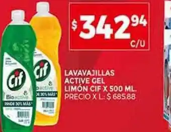 Supermercados DIA Lavavajillas active gel limón cif oferta