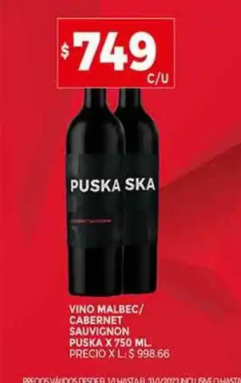 Supermercados DIA Vino malbec o cabernet sauvignon puska oferta