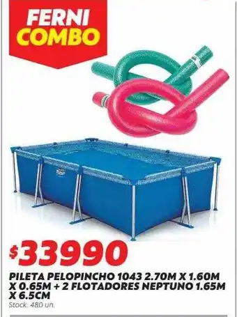 Ferniplast Pileta pelopincho 1043 2.70m x 1.60m x 0.65m + 2 flotadores neptuno 1.65m x 6.5cm oferta
