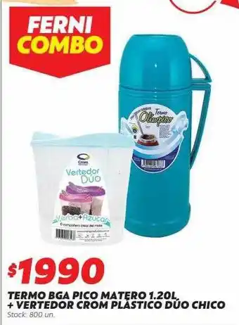 Ferniplast Termo bga pico matero 1.20l + vertedor crom plástico duo chico oferta