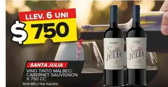 Carrefour Maxi Vino tinto santa julia x 750cc oferta