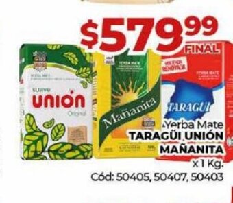 Diarco Yerba Mate Taragüi Unión Mañanita oferta