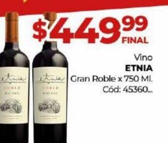 Diarco Vino Etnia Gran Roble oferta