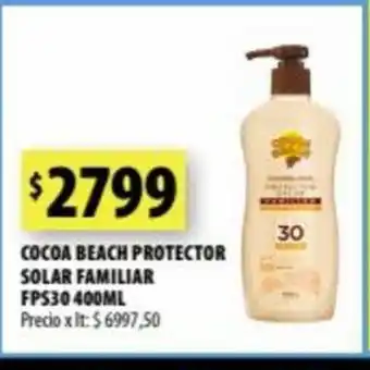 Cocoa Beach Protector Solar Familiar FPS30 400 ml.