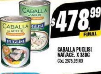 Supermercados Yaguar Caballa Puglisi Nat/ Ace. x 380 g. oferta