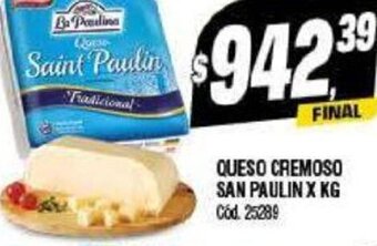 Supermercados Yaguar Queso Cremoso San Paulin X KG oferta