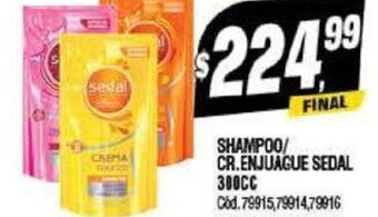 Supermercados Yaguar Shampoo/ Cr. Enjuangue Sedal 300 cc oferta
