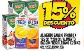 Supermercados Yaguar Alimento Baggio Pronto x 125 cc Y 200 cc/ Alimento Baggio Fresh x 200 cc oferta