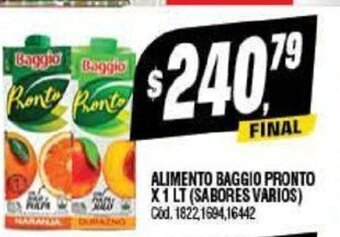 Supermercados Yaguar Alimento Baggio Pronto x 1 lt. oferta